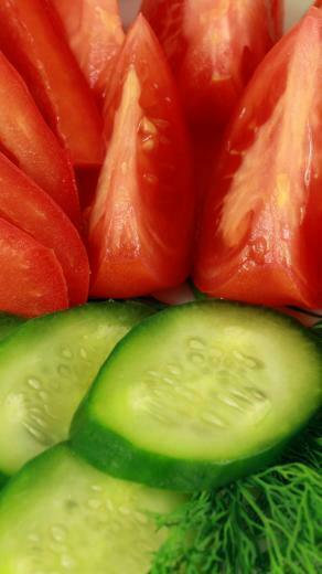 Wallpaper Cucumbers Tomatoes Plate Dill