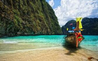 Boat On A Thailand Beach Wallpaper