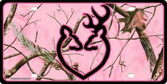 Realtree Camouflage Pattern With Logo License Plate Pink