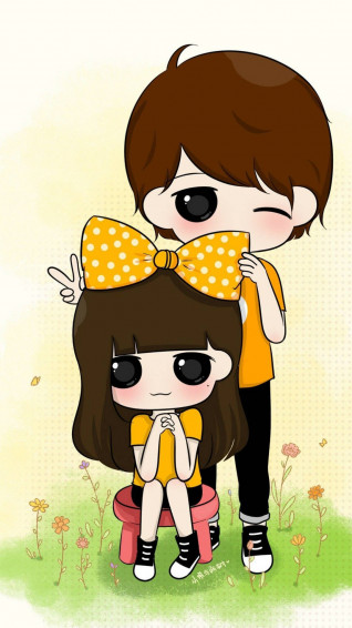 Cute Couple Cartoon Wallpaper