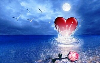 Red Heart And Pink Rose Wallpaper