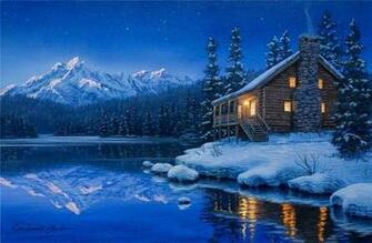 Darrell Bush Artist Cabin Lake Winter Art