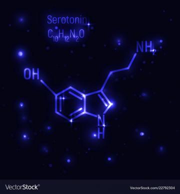 Serotonin Structure On Dark Blue Background Vector
