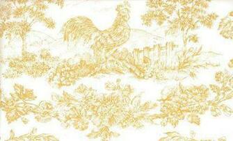 Wallpaper French Country Yellow Rooster Toile On White By The