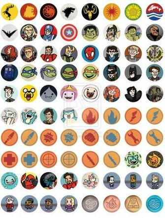 Multi Fandom Inch Buttons By Ph00