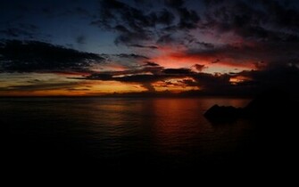 Sunset Clouds Dark Ocean Wallpaper