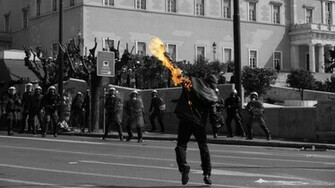 Fire Riot Wallpaper Police Greece Molotov