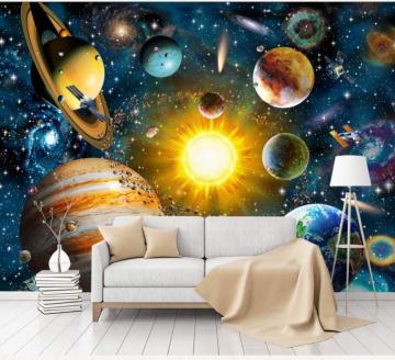 Bacaz 8d Outer Space Universe 3d Cartoon Wallpaper Mural For Baby