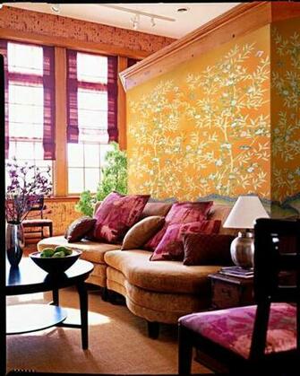 Griffin And Wong Chinoiserie Handpainted Wallpaper Asiatisk Vardagsrum