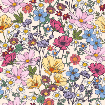 She S A Wildflower Wallpaper In Brights On Vintage Cream