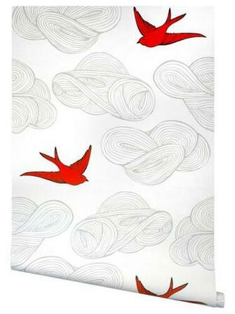Hygge West Daydream Wallpaper Birds Soar Among The Clouds On