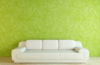 White Sofa With Green Background Wall 3d House