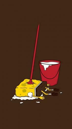 Spongemop Squarepants Funny Cartoon iPhone Wallpaper Repin For