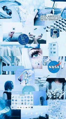 Blue Aesthetic Collage Wallpaper