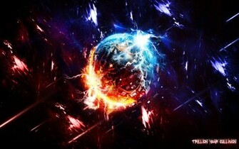 Amazing Fire And Water Planet HD Wallpaper
