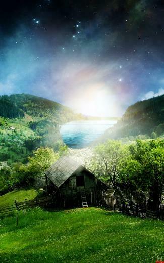 Green Fields Home 3d Sky Beautiful Samsung Galaxy Note Wallpaper E