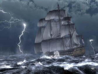 Hms Victory In A Storm By Deskridge
