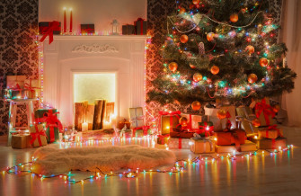 Christmas Ornaments Gift Fireplace Lights Holiday Wallpaper