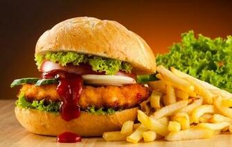 Wallpaper Fast Food Hamburger French Fries