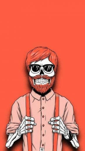 Hipster Skeleton Halloween Wallpaper In