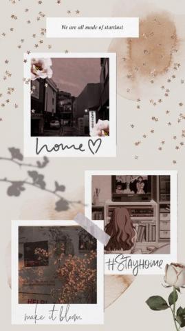 Beige Brown Aesthetic Wallpaper Kawaii Photo Collage Template