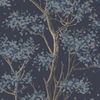 Navy Floral Wallpaper