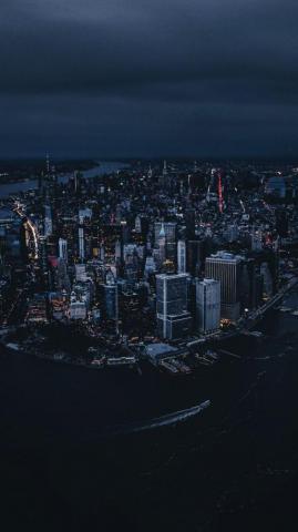 New York City Aerial Night Buildings Wallpaper