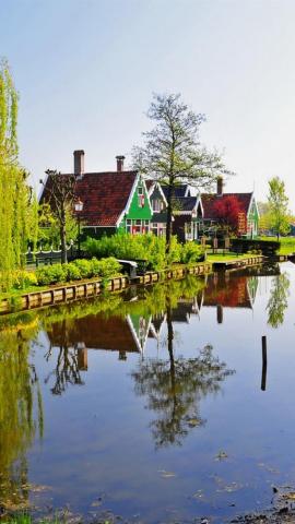 Netherlands Zaandam House River iPhone X 3gs Wallpaper