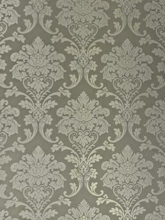 Wallpaper Embossed Silver Damask High Quality Vinyl