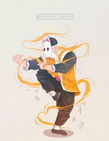 Grandpa Gohan Drangon Ball Z Fan Art Abstract Wallpaper