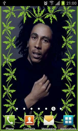 Bob Marley Live Wallpaper With Marijuana And Ganja Leaves Frame
