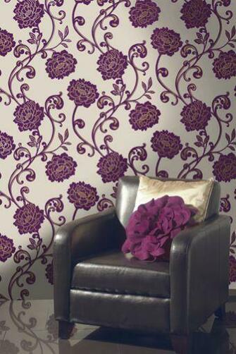 Alanis Genuine Flock Wallpaper Plum