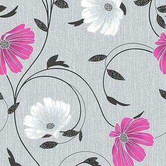 Grey Pink M0810 Sheena Glitter Floral Crown Wallpaper