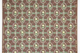 1950s Vintage Wallpaper Yellow Floral Geometric On Brown Rosie S
