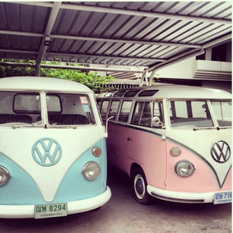 Vans Summer Vintage Surf Blue Pink Travel Beach Van Road Trip 60s Vw
