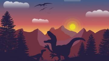 Dinosaur Mountains Digital Art Wallpaper Background Kde Store