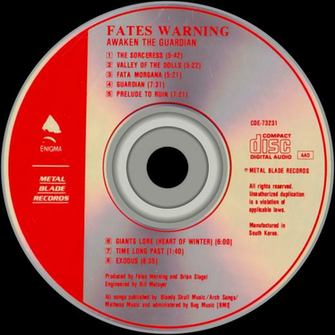 Fates Warning Awaken The Guardian Cd Disc Image