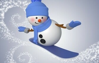 Wallpaper Snowman 3d Cute Christmas New Year Snowboard