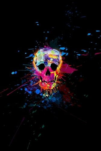 More Wallpaper Coloured Water Drops Stones Evil Skull