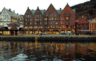 Wallpaper Photo Home The City River Norway Bergen Image For
