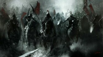 Battle Knights Army Of Darkness Horses Red Flag Wallpaper