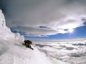 Snowboarding Powder Turns Desktop Wallpaper