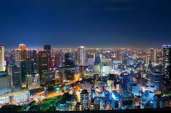Osaka Japan Skyscaper City Beautiful Ligts Night HD Wallpaper