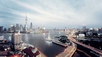 Shanghai Skyline Wallpaper HD Background