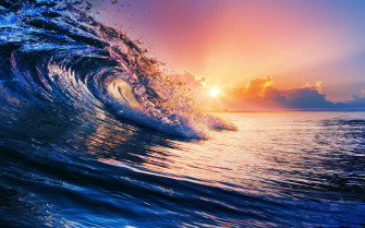 Nature Sunset Sea Waves Clouds Water Colorful Wallpaper HD
