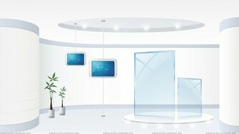 White Background And Hanging Display In Office Wallpaper