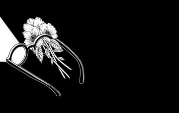 Wallpaper Flowers Minimalism Glasses Art Black White