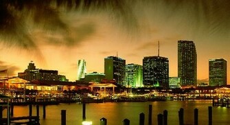 Miami Skyline Wallpaper Wide HD