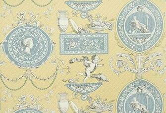 Roman Toile Wallpaper Pictorial With Cameos Together