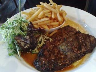 Rump Steak With Frites And Salad HD Wallpaper Wide Screen